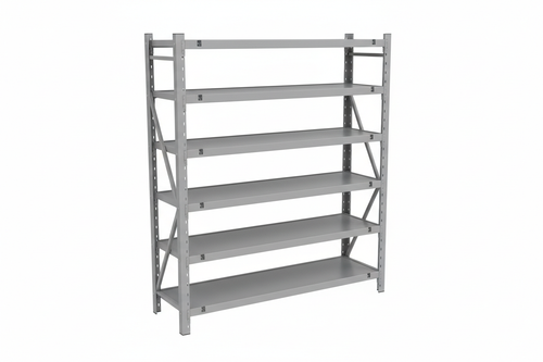 Industrial Clip Shelving — Single Bay Starter Unit, front 3/4 studio view on white background