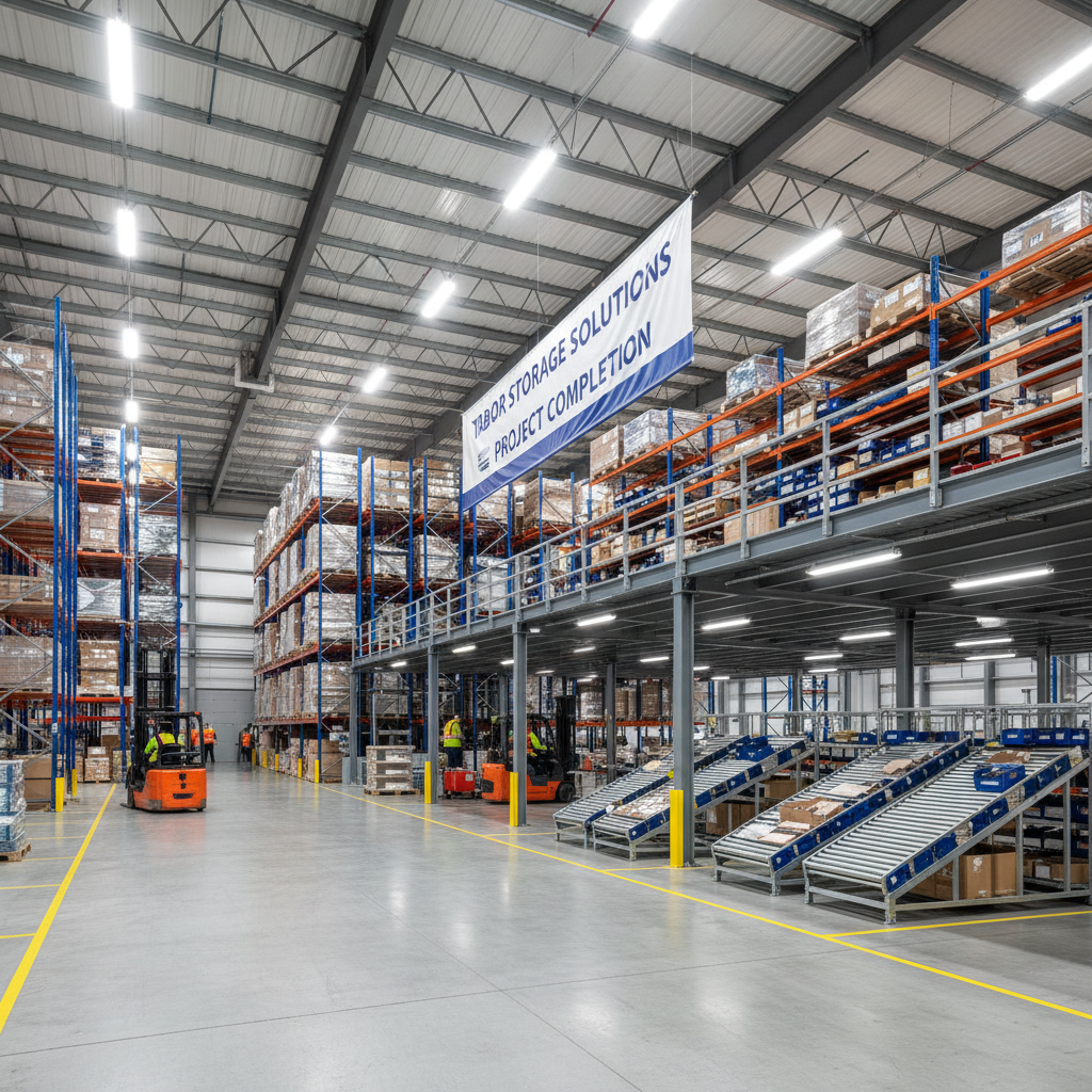 Fully installed turnkey warehouse storage solution with racking, mezzanine, and carton flow systems