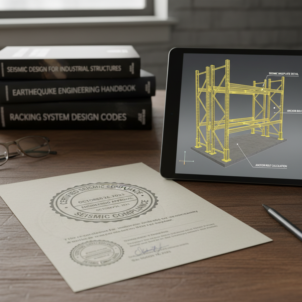 Stamped seismic compliance certification with 3D racking structural model