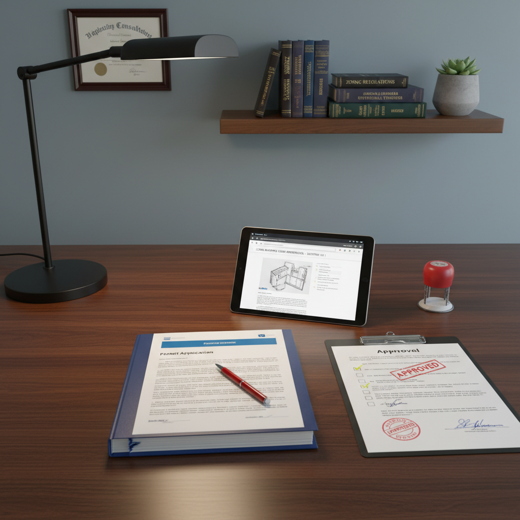 Regulatory consultant reviewing permit application documents